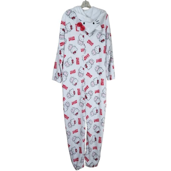 Hello Kitty Hooded One Piece Pajamas Women's Size XL Fleece Zip Up Sleepwear - Picture 2 of 15
